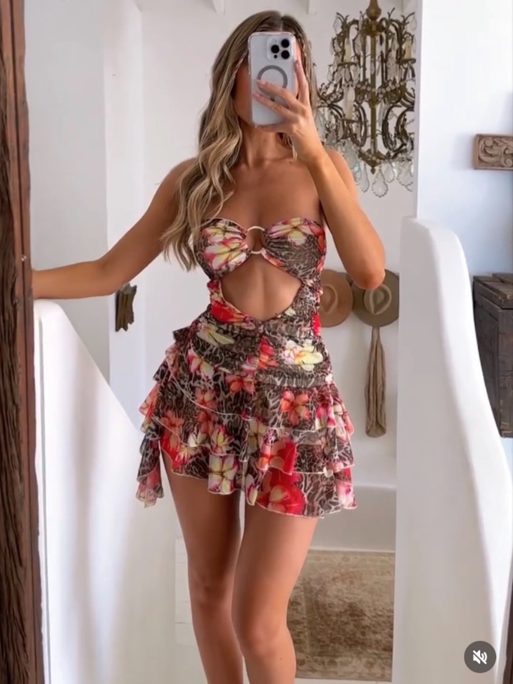 Outcast Katie Tiger Lily Ruffle Mini Dress